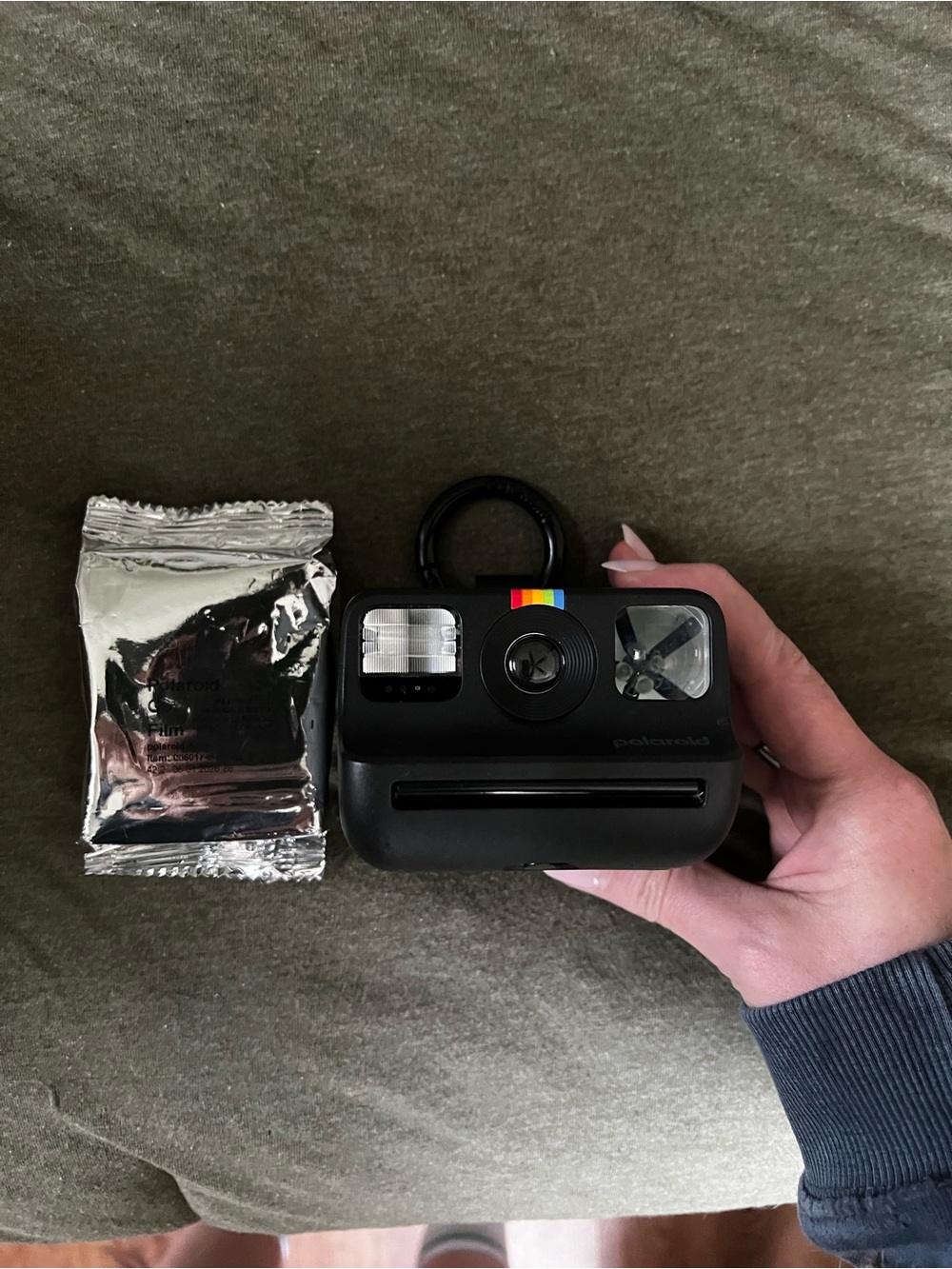 Polaroid Black Instant Camera with Rainbow Stripe